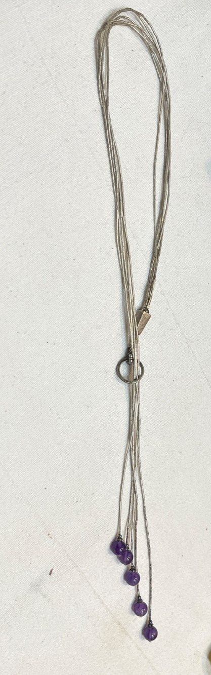 Artisan Made Silver Lariat Y Necklace UNUSUAL